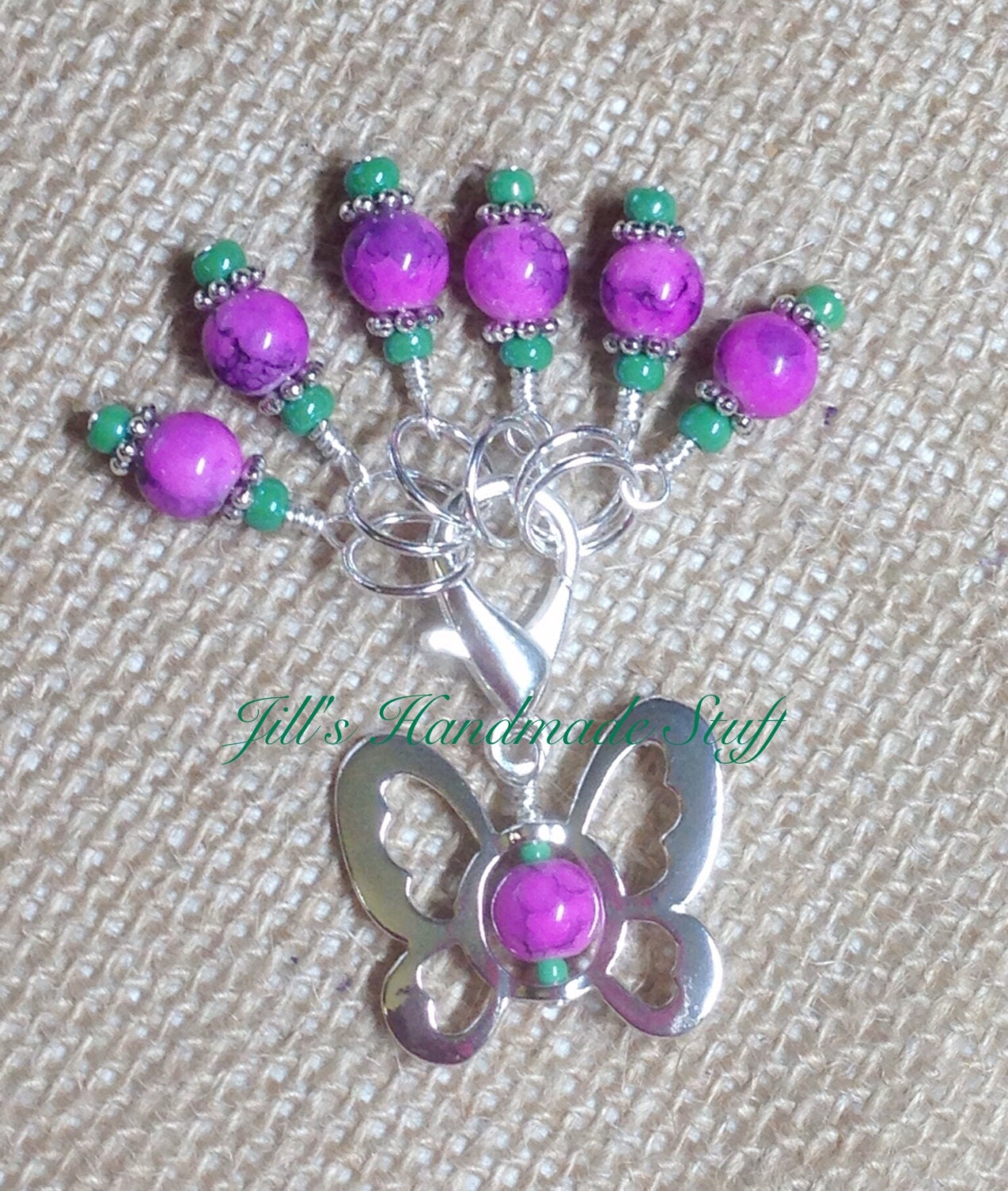 Knitting Stitch Markers & Butterfly Stitch Marker Clip Beaded
