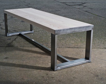 Ash Top Bench with metal legs