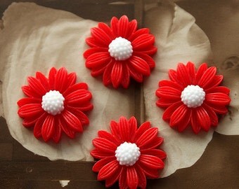10pcs Wholesale Beautiful Mix Colorful Daisy Flower Resin Cabochon - -22mm(CAB-BU -18)
