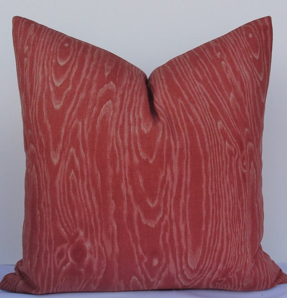 Modern paprika rust red woodgrain decorative pillow cover