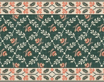 Miniature Rug Patterns Dollhouse Miniature Needlepoint PATTERN Area Rug by ScarletSails