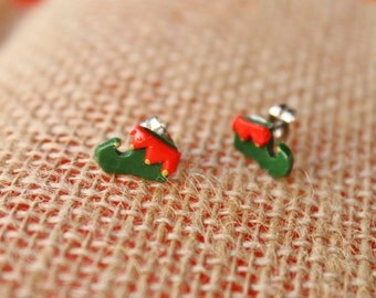 Polymer Clay Earrings... Tiny Christmas Elf Shoes