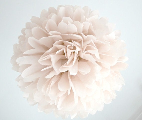 Nursery Decor . Baby Mobile . Childrens Room Decor . Shell Pink . Tissue Paper Pompom . Muted Pink . Gender Reveal . Wedding Decorations . Il_570xn
