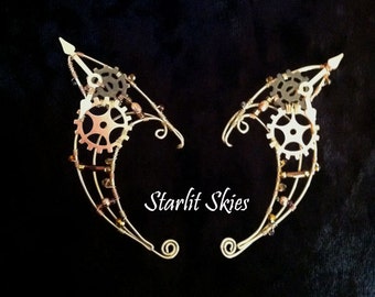 Steampunk Elf Ears crafted in Brass and copper with Glass beads