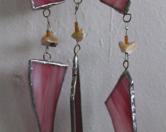 TINKLY WINKLER - Stained Glass Wind Chime Sun Catcher Upcycled Garden Art