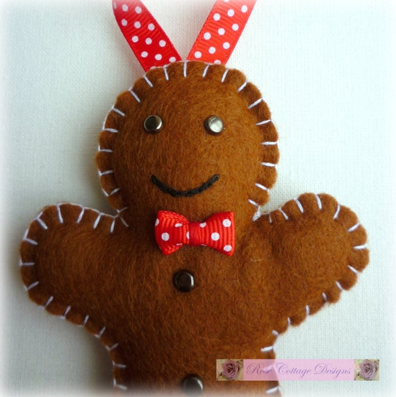 Felt Gingerbread Man Handmade Ornament