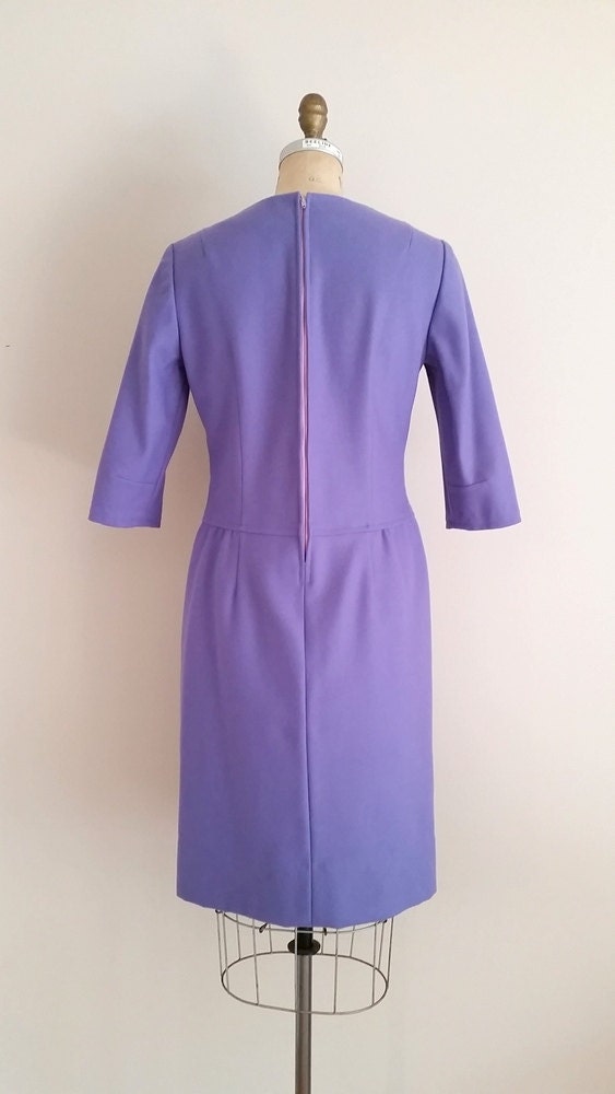 Vintage 1960s Purple Wiggle Dress / Wool / Medium
