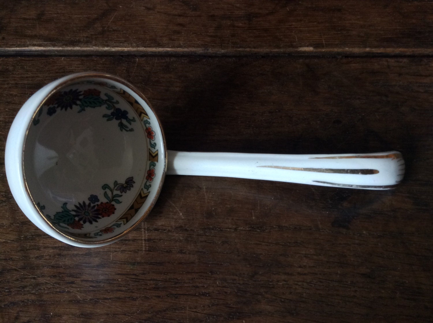 Vintage English White Ceramic Ladle Soup Spoon circa 1950’s / English