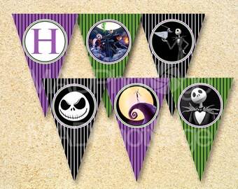 Nightmare Before Christmas Party, Birthday Banner, Instant Download, Printable Party Pack, Jack the Skeleton, Instant Download