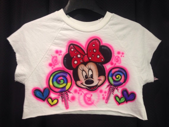 SAMPLE SALE Kids Large Crop Short Sleeve Sweatshirt. Minnie Mouse