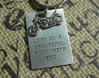 Harley Davidson Motorcycle Keychain--Life Is A Beautiful Ride With You- Fathers Day Gift-Father Birthday Gift-Gift for Dad