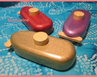 Wooden toy submarine