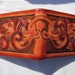 Item Details        (52)   Shipping & Policies Custom tooled scrolls Mens leather billfold wallet measures folded 4 1/2 x 3 1/2