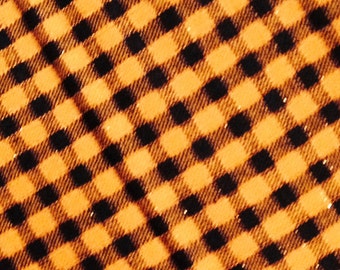 Halloween Fabric, Black and Orange, Plaid Fabric, Metallic Thread, Small Checks, By the Yard