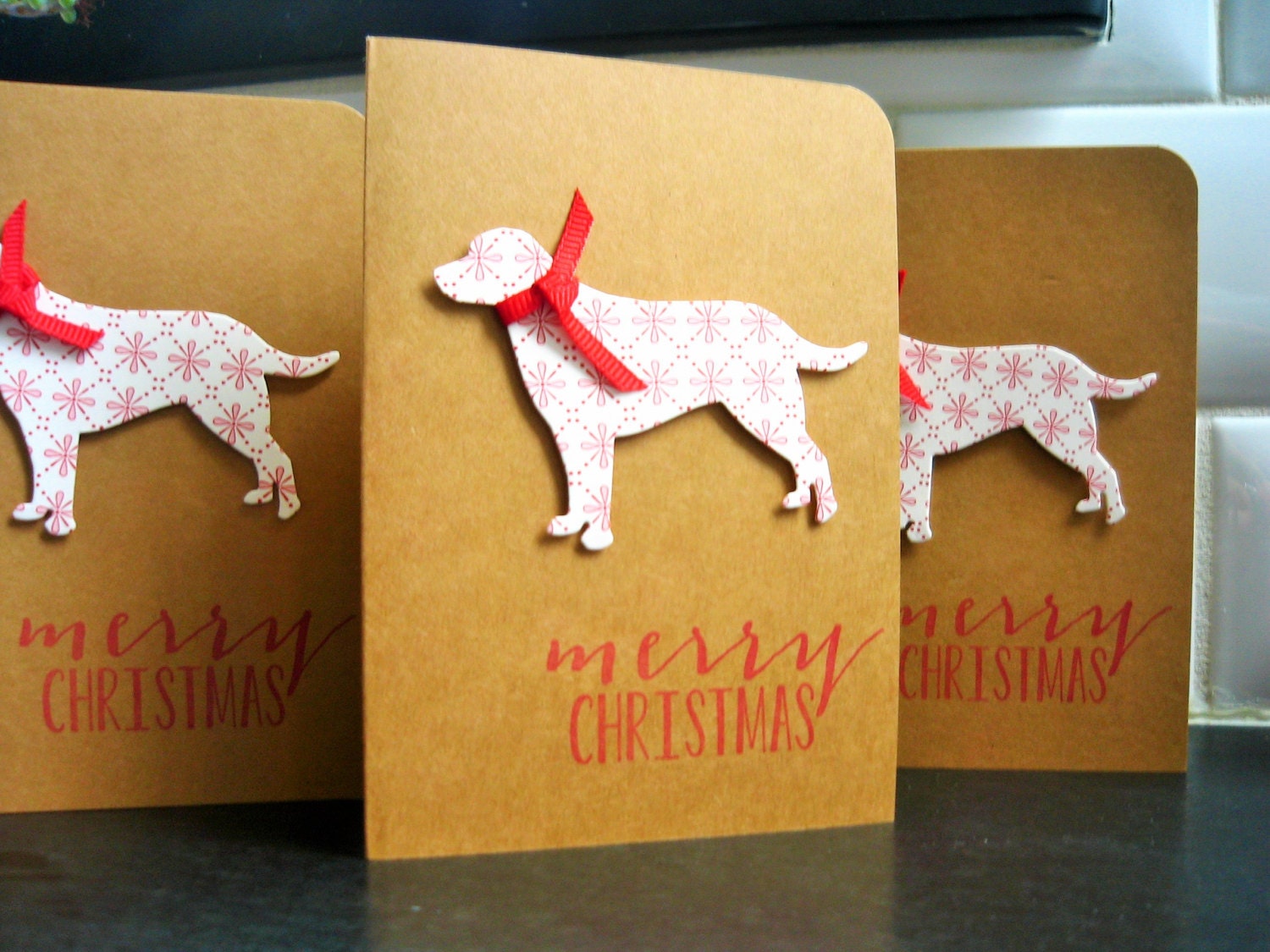 Handmade Christmas Cards Set of 4 Dog Holiday Cards Labrador
