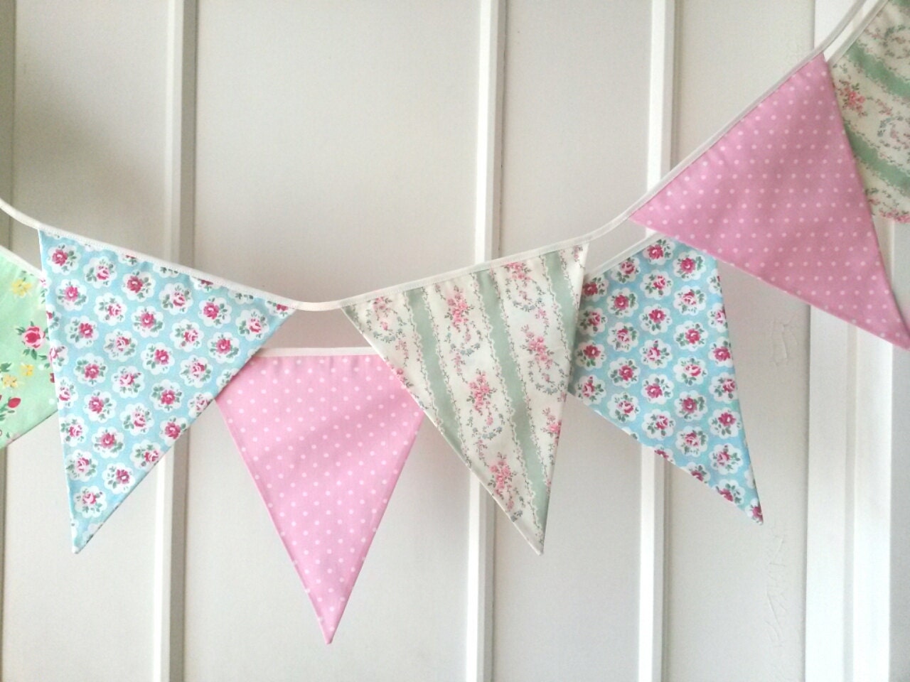Shabby Chic Bunting Wedding Fabric Banner Garland Bunting
