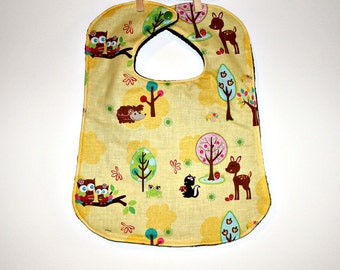 Hoo's in the Forest Toddler Bib, Toddler Bib, Baby Bib, Boutique-style Bib, Large Bib