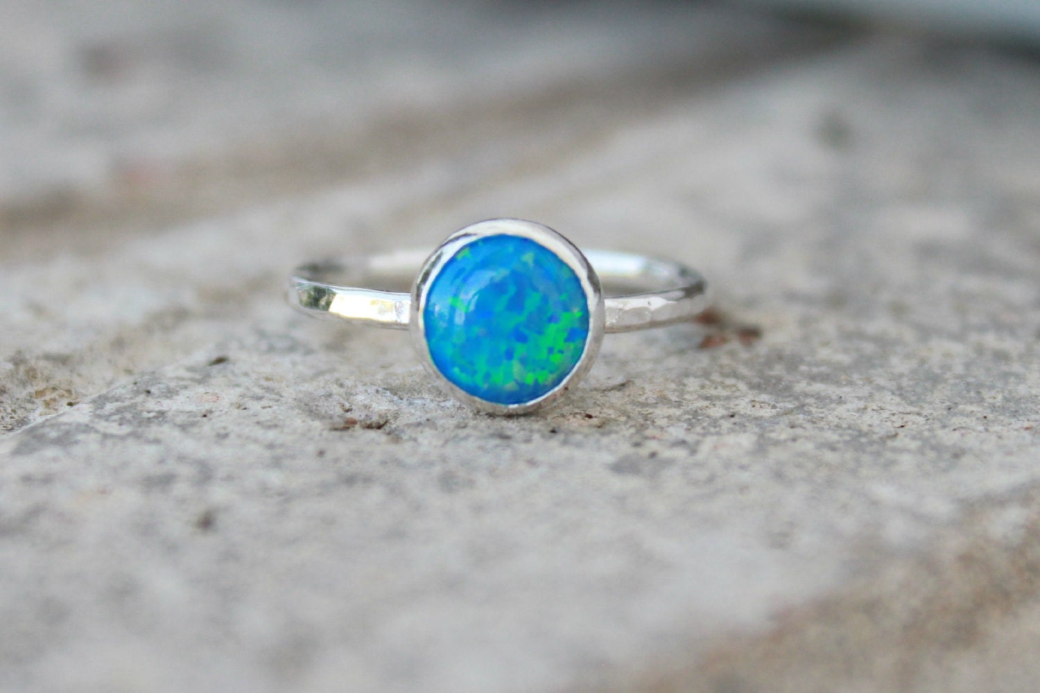 Opal Stacking ring 8mm Opal ring STERLING SILVER Opal RING