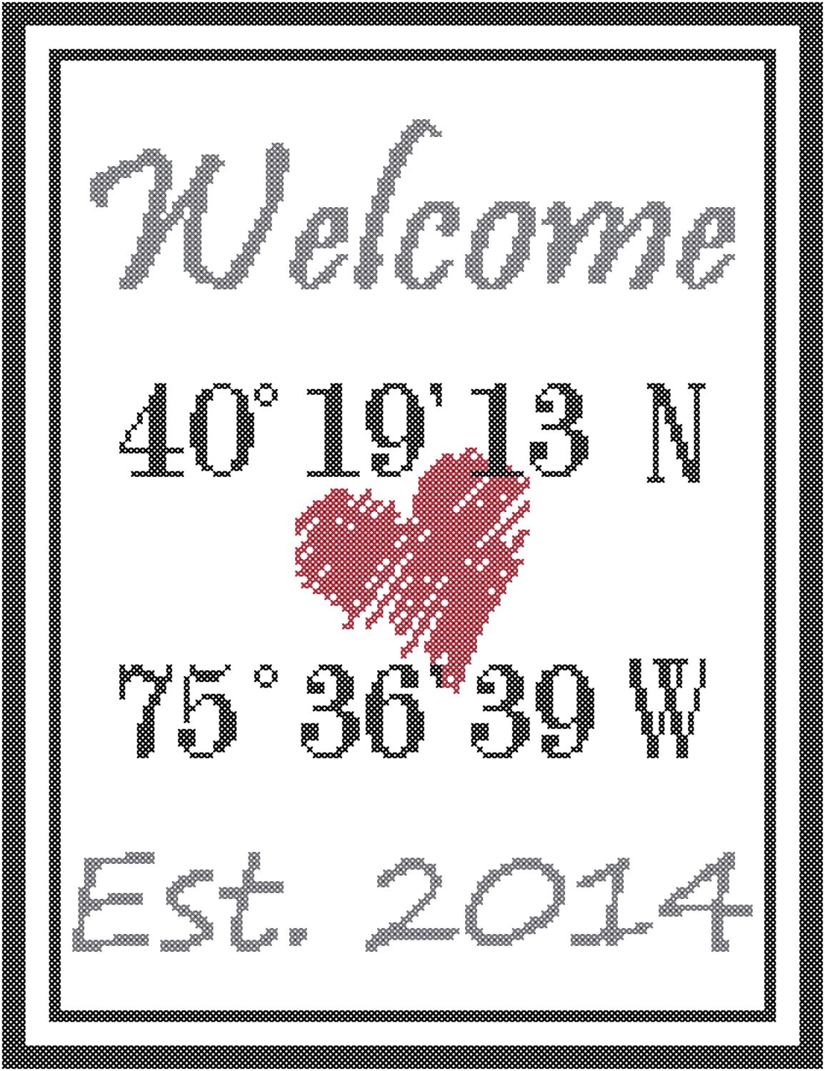 Housewarming Cross Stitch Pattern/Longitude Cross Stitch