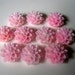 10 Pink Chrysanthemum Flower Resin Cabochons 16mm x 8mm