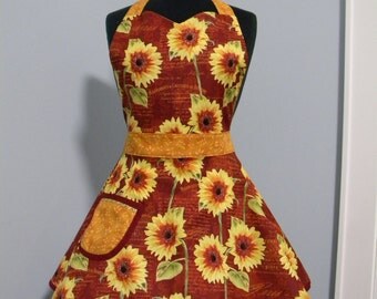 WOMENS APRON-Harvest Sunflower Full Sweetheart Apron