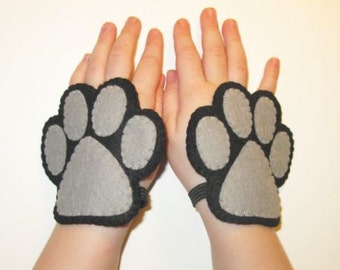 Black cat felt cuffs 2 pcs - handmade cat costume accessory for boy girl kids adults - dress up play Photo booth props Theatre roleplay