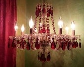 Crystal Chandelier Lighting, Scarlet Red Crystal Chandelier Lighting, Scarlet Red