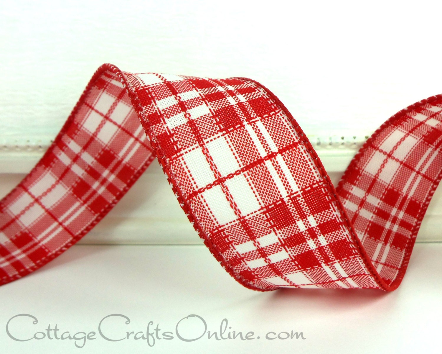 wired ribbon 1 1 2 wide red and white country plaid wired ribbon 1 1 2 wide red and white country plaid