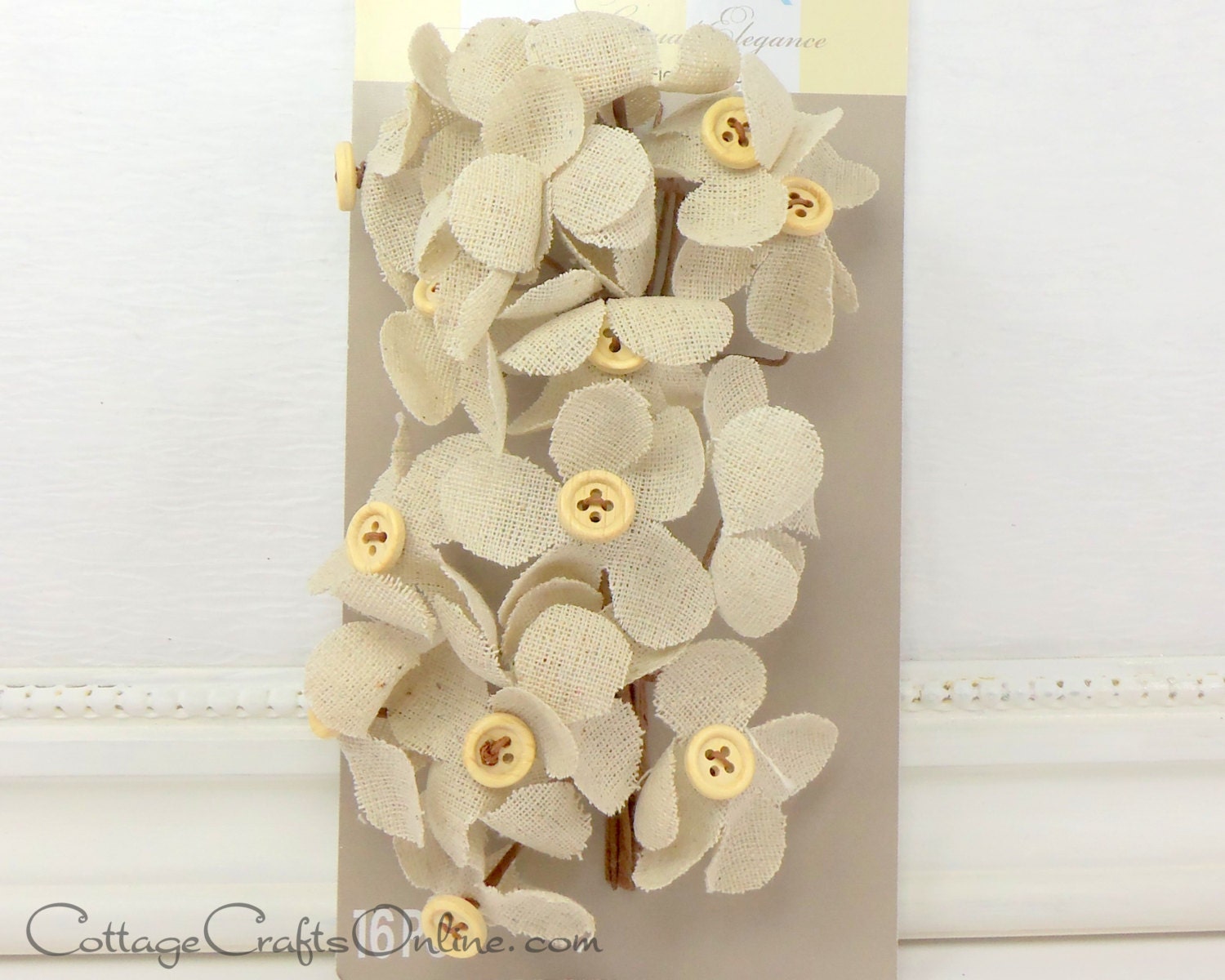Linen Flower Picks Natural 16 Pieces Darice Cream Ivory
