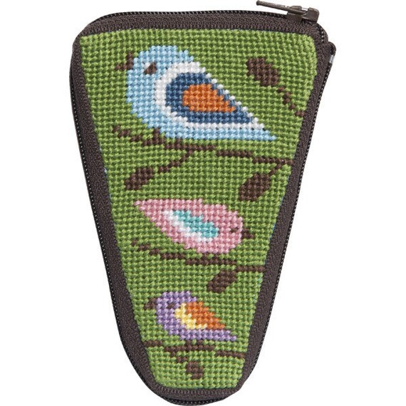 Stitch & Zip Needlepoint Scissor Case Kit-Birds of by needleworknc