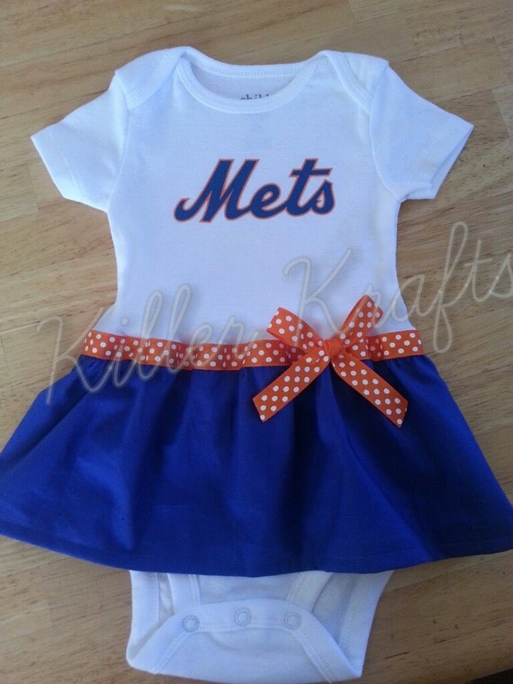 New York Mets inspired baby girl outfit