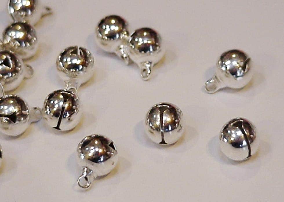 RESERVED 10mm Silver Bells Tiny Round Metal Craft Ringing