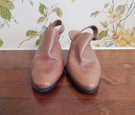 leather slingback mules