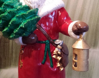 17",Large, Old Fashion Santa, Vintage, Old World,Christmas Santa,Santa with tree,Christmas Decoration,,Ready to paint,Ceramic bisque,u-paint