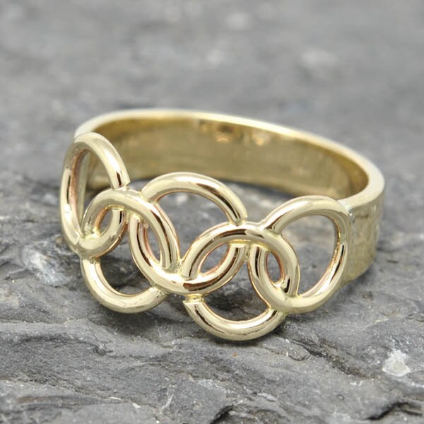 Olympic Ring 10K yellow gold ring custom made Olympic