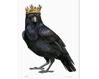 Three Eyed Raven in a Game of Thrones Crown - A3 Print