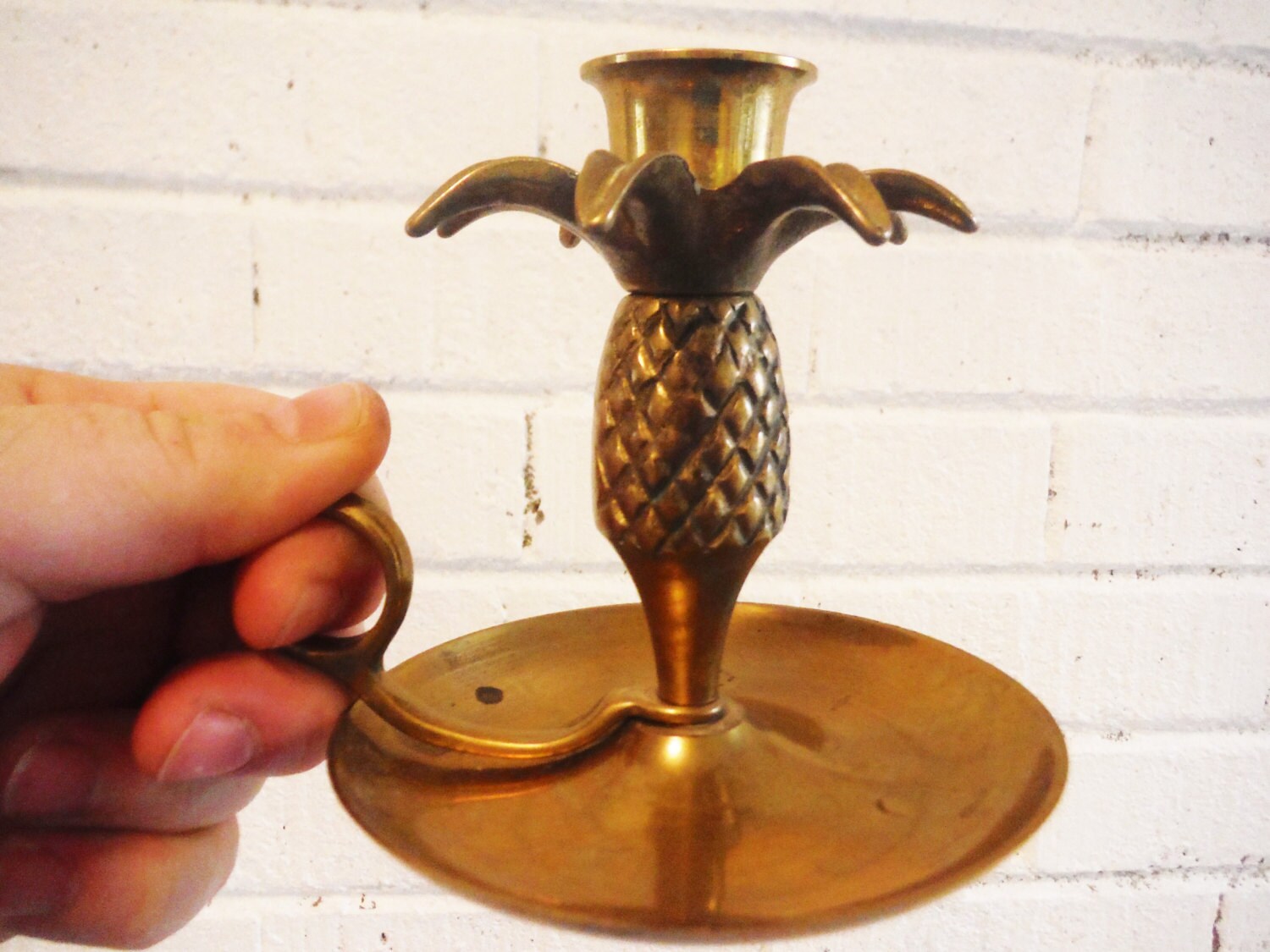 Vintage Pineapple Candle Holder Brass Candlestick Friendship