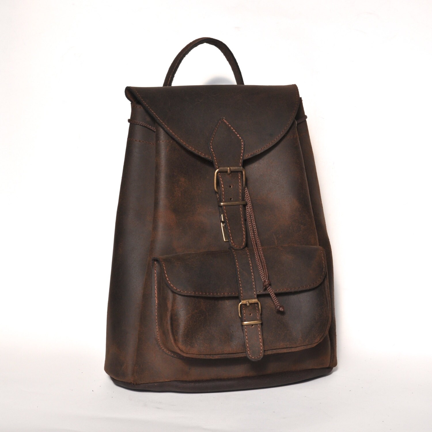 Large leather backpack /Women/Men distressed leather backpack