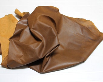 Italian Lambskin leather hide skin pelt pull up VINTAGE TAN DISTRESSED 7sqf