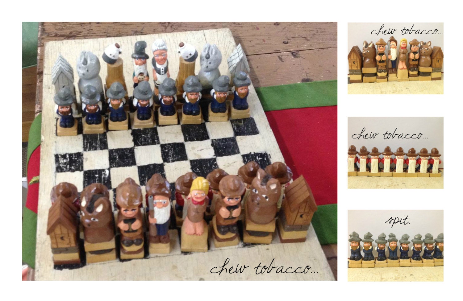 Hand Carved Redneck Chess Set by santasbyjimclements on Etsy