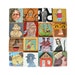 blockheads no. 8, ORIGINAL MODERN ART, wooden cubes, 16 folk art portraits on wood by Elizabeth Rosen