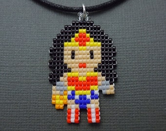 Mini Pixelated Wonder Woman Necklace