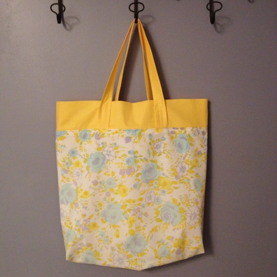 reusable grocery bag vintage fabric tote market tote yellow reusable grocery bag vintage fabric tote market tote yellow