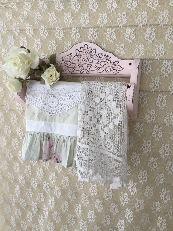 Shabby Chic pink paper towel holder Vintage towel/ by Fannypippin