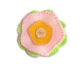 Lime, soft pink, and golden yellow Large Flower Hair Clip