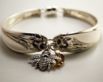 Spoon Bracelet, Original 1950 "Daffodil" pattern,Vintage Silverplate, all sizes available