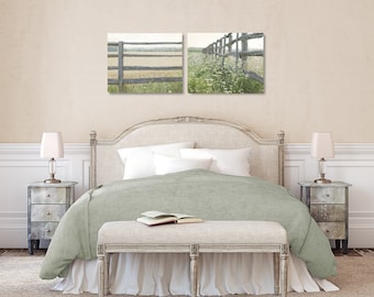 Rustic Canvas Art Set, Country Photography Canvas Set, Two Canvas Set, Landscape Wall Art, Farmhouse Decor, Green Canvas Wrap Set