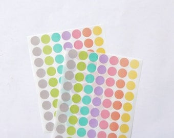 Small Circle Stickers, Round Stickers, Pastel/Colorful/Multicolor Paper Stickers, Size 16mm, Set of 2 sheets or 126 stickers
