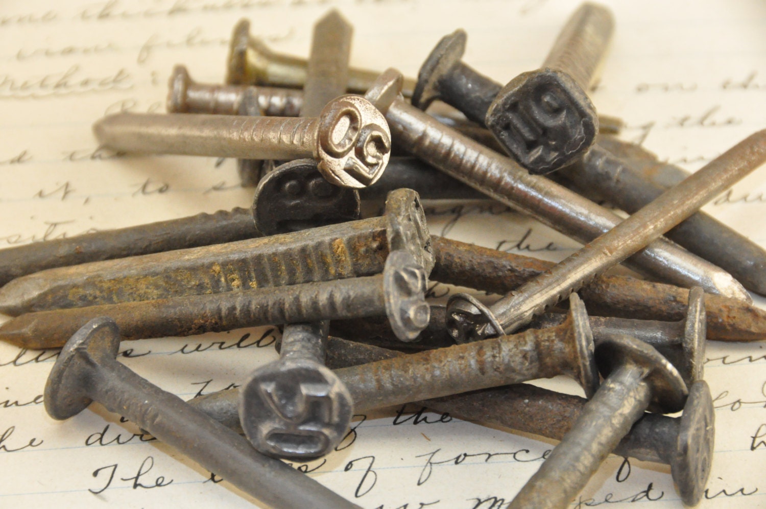 Vintage industrial railroad date nails lot of 5 jewelry