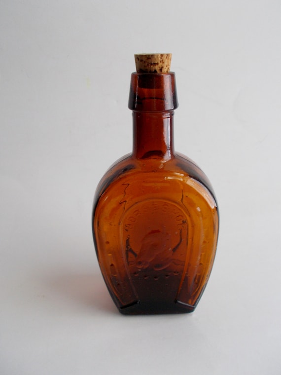 Vintage Horseshoe Amber Bitters Bottle Reproduction 1970's
